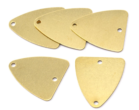 Raw brass triangle tag 16x18mm 2 hole connector charms ,findings 942RM2-80
