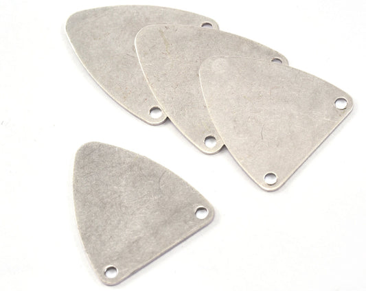 Silver plated brass triangle tag 16x18mm 2 hole charms ,findings 942ST2-80