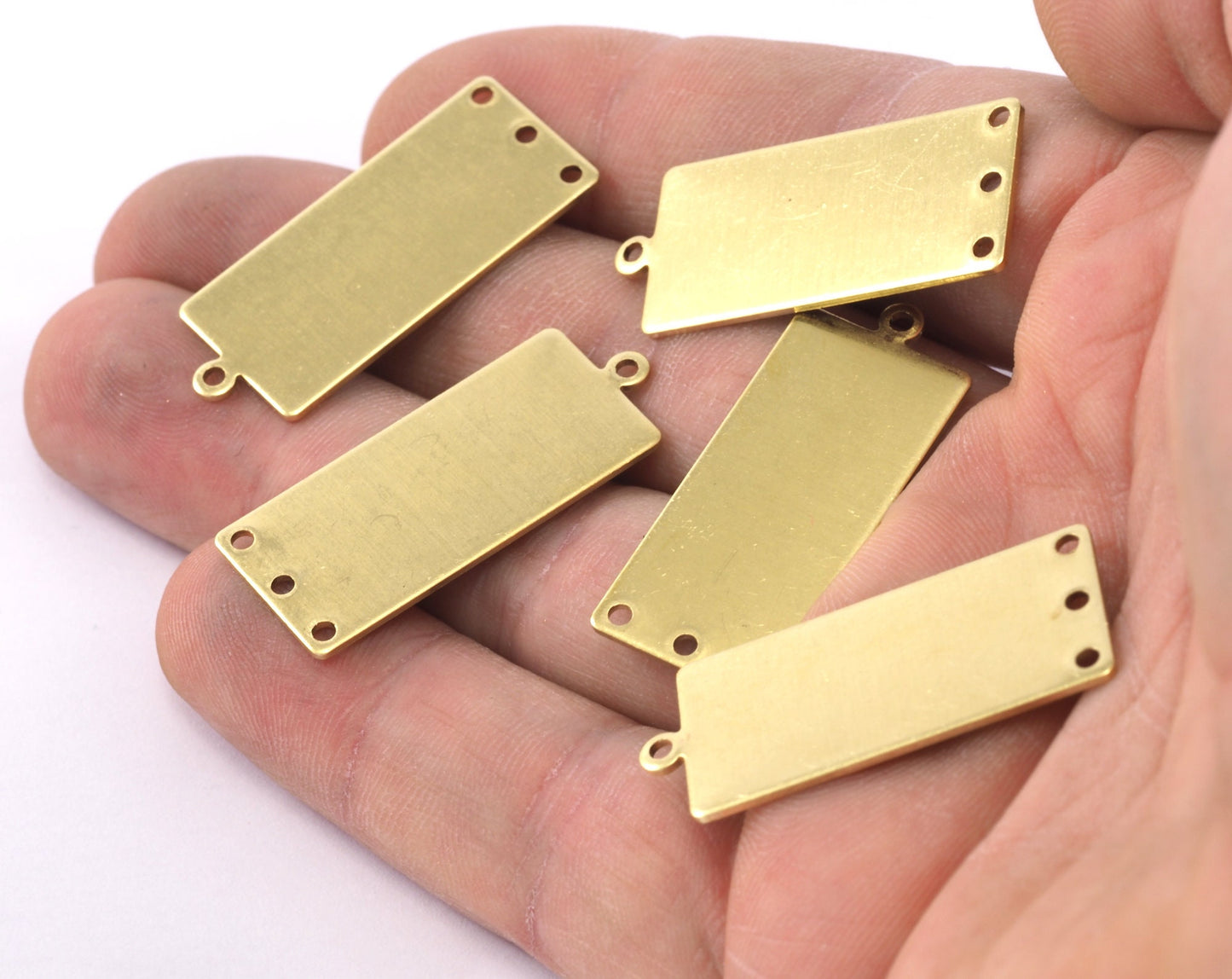 Rectangle with loop 33x14mm 3 hole pendant charms Raw brass 2275-300