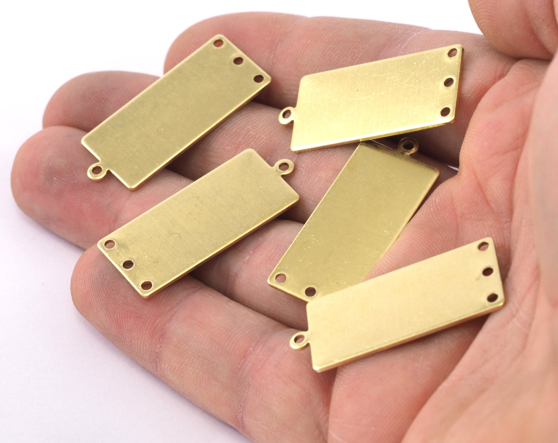 Rectangle with loop 33x14mm 3 hole pendant charms Raw brass 2275-300
