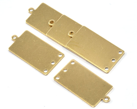 Rectangle with loop 28x14mm 3 hole pendant charms Raw brass 2276-250