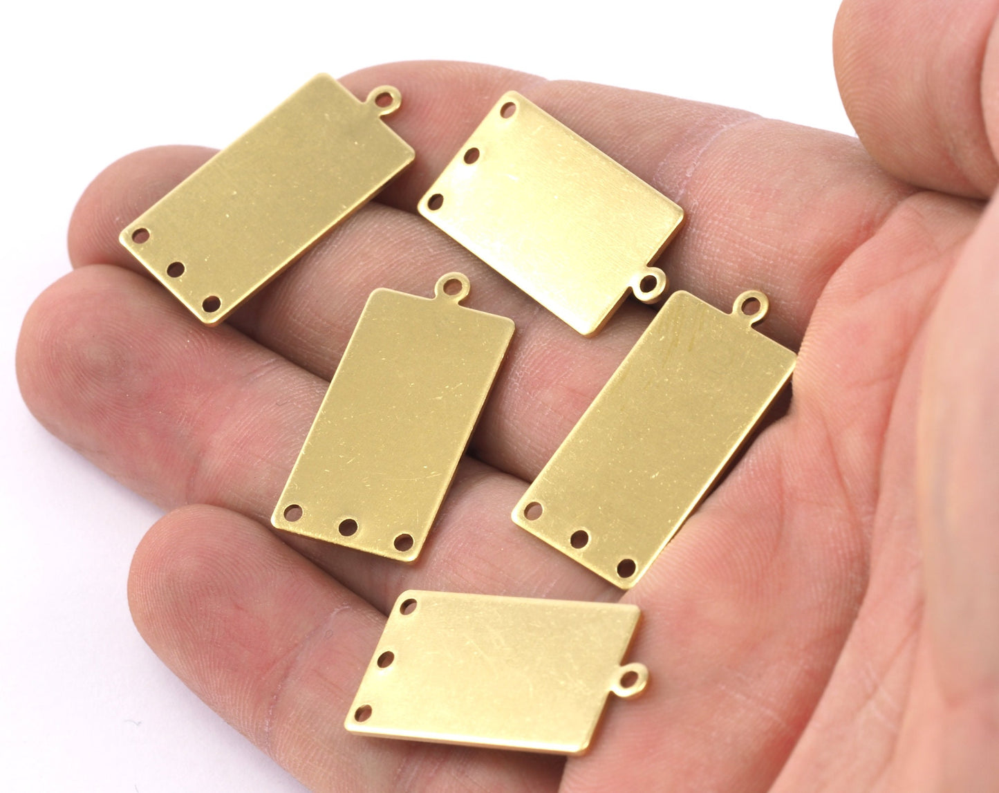 Rectangle with loop 28x14mm 3 hole pendant charms Raw brass 2276-250