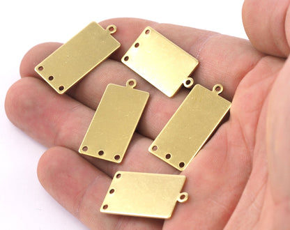 Rectangle with loop 28x14mm 3 hole pendant charms Raw brass 2276-250