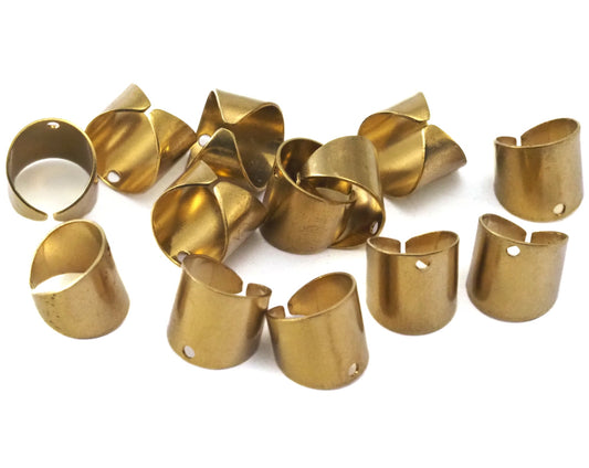 Raw Brass Ear Cuffs with One Hole 9mm 3/8 inch with 1 hole 990C