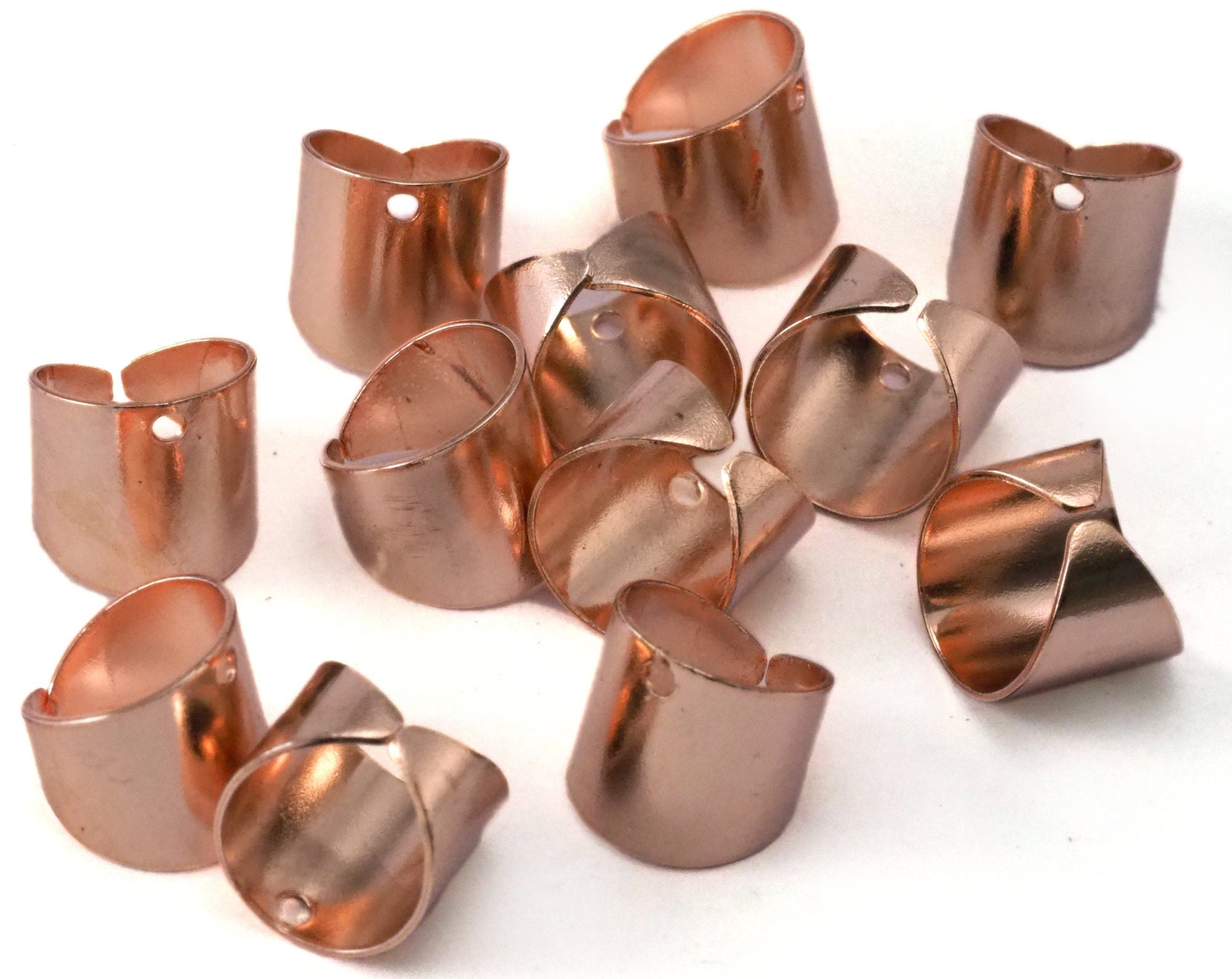 rose gold plated brass ear cuffs with one hole 9mm 3/8 inch 990G