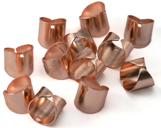 rose gold plated brass ear cuffs with one hole 9mm 3/8 inch 990G
