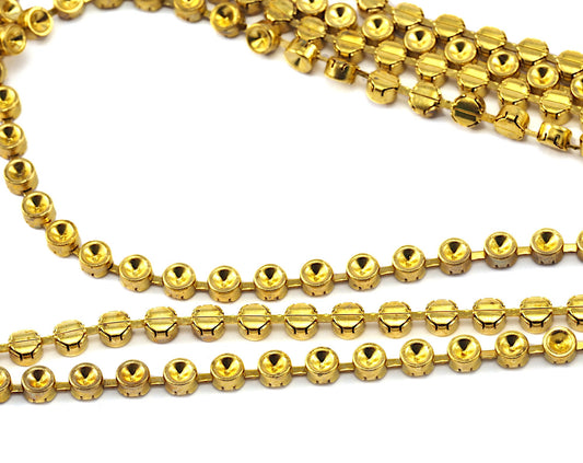 Empty cup chain - Empty rhinestone chain SS5-SS9 (1.7 - 2.5mm setting) Raw brass Z108