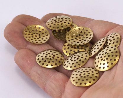 Raw Brass 20mm cambered colander circle connector charms, findings 2342