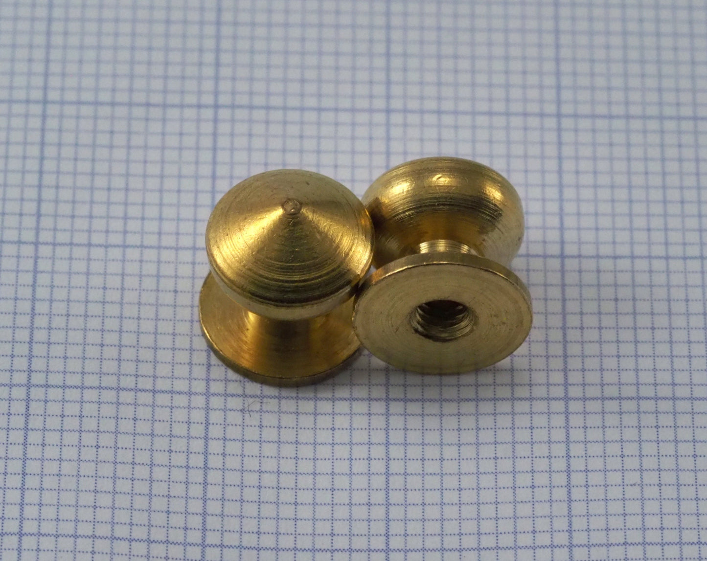 Raw Brass Studs, 10x11mm Shirt Collar Tuxedo Stud, with 1/8" thread hole with brass 1/8" bolt 1408