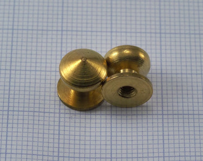 Raw Brass Studs, 10x11mm Shirt Collar Tuxedo Stud, with 1/8" thread hole with brass 1/8" bolt 1408