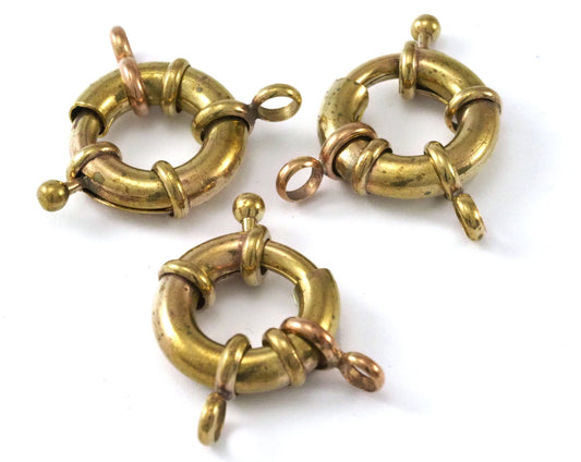 Spring Ring Clasp 2 loop Lifebuoy Pendant Circle Raw brass (ring length 17mm) 2353