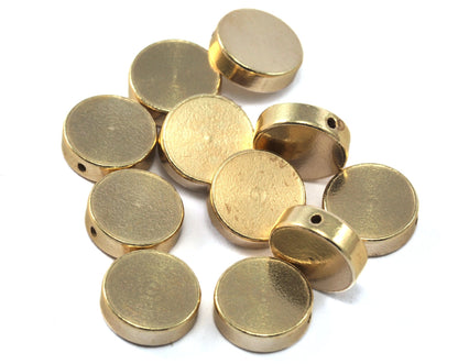 Round beads blanks with hole 10mm (3mm thickness) raw brass finding cylinder charms 2286