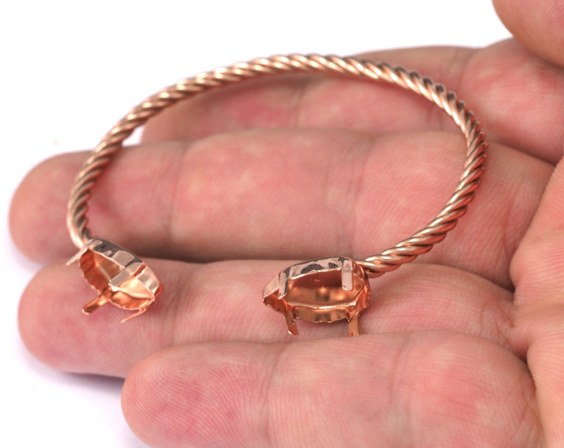 Adjustable Swirl bracelet setting (10x14mm gem) 60mm Rosegold plated brass 2289