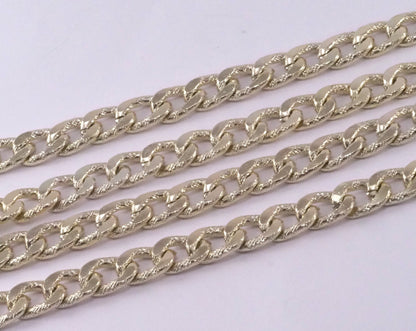 17x12mm Gold anodized Aluminum Shiny Chunky Gold Textured chain LAV2-1