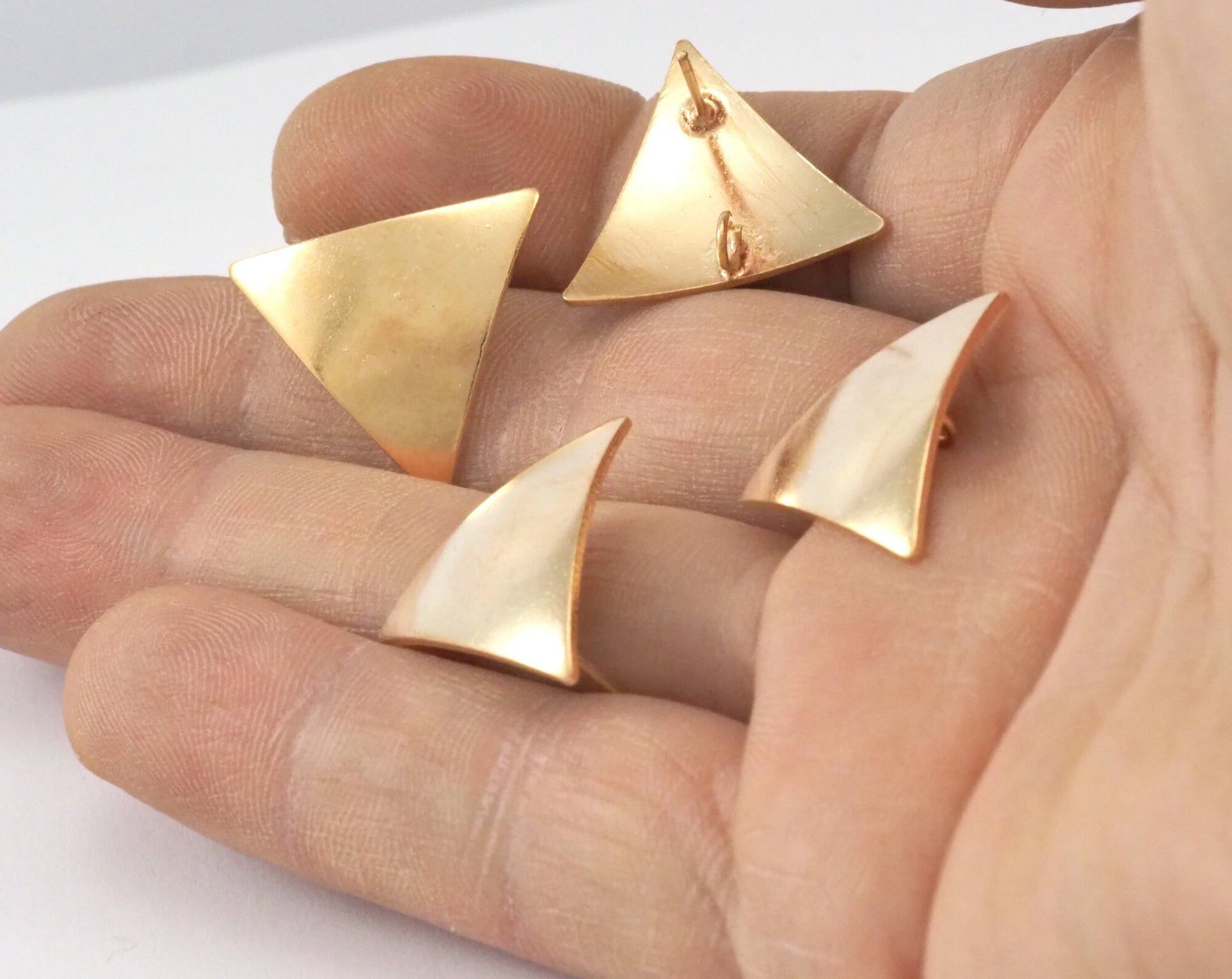 1 pair Earring Stud posts Triangle 19.5x22mm Gold Tone Brass 2360