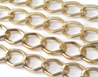 1 mt 3,3 feet 13x18mm Gold anodized Aluminum Shiny Chunky Gold Textured chain LAV2-10