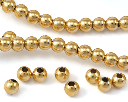 Gold plated brass spacer bead 4mm (hole 15 gauge 1.5mm) , findings bab1.5 1287