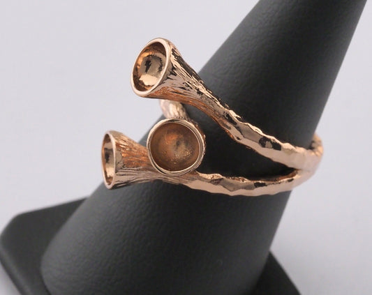 Cone shape setting blanks Ring Adjustable Rings for women, 27.5x22mm RoseGold Plated Brass (18mm 8US inner size - Adjustable ) 2370