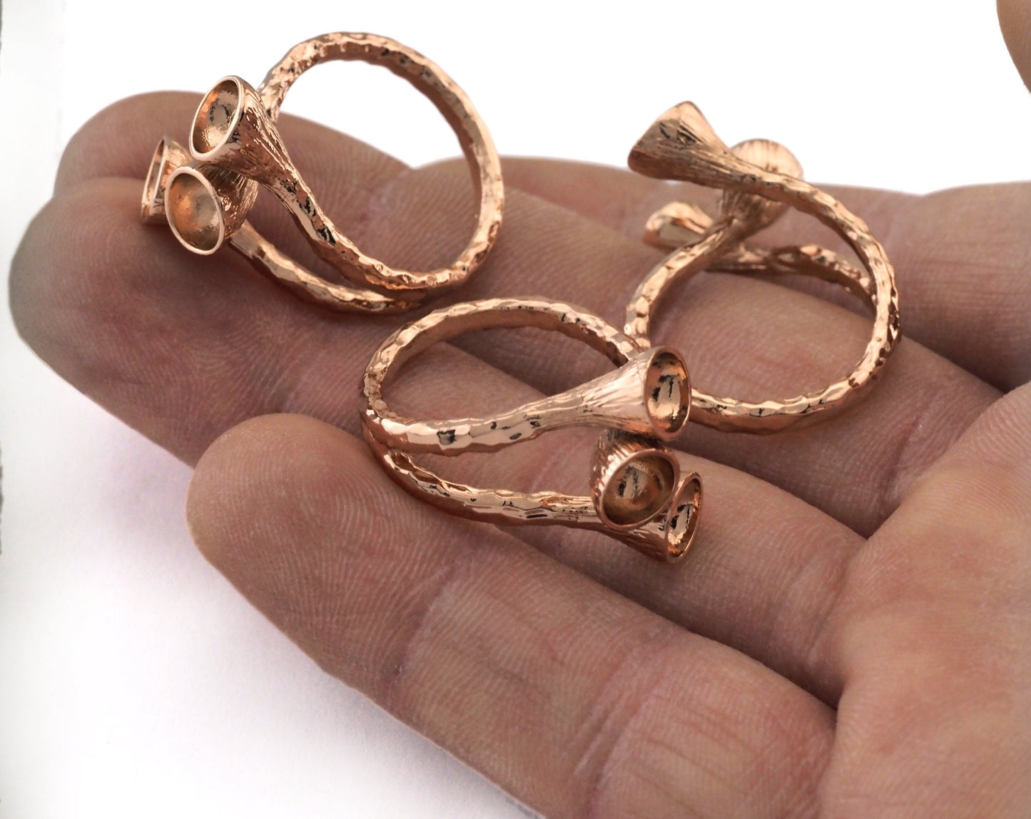 Cone shape setting blanks Ring Adjustable Rings for women, 27.5x22mm RoseGold Plated Brass (18mm 8US inner size - Adjustable ) 2370