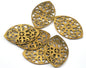 2 pcs Vintage Raw Brass Filigree pendant 27x18mm finding probably made in Germany O30