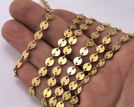 Round Disc Circle Chain Raw Brass 6mm Z113