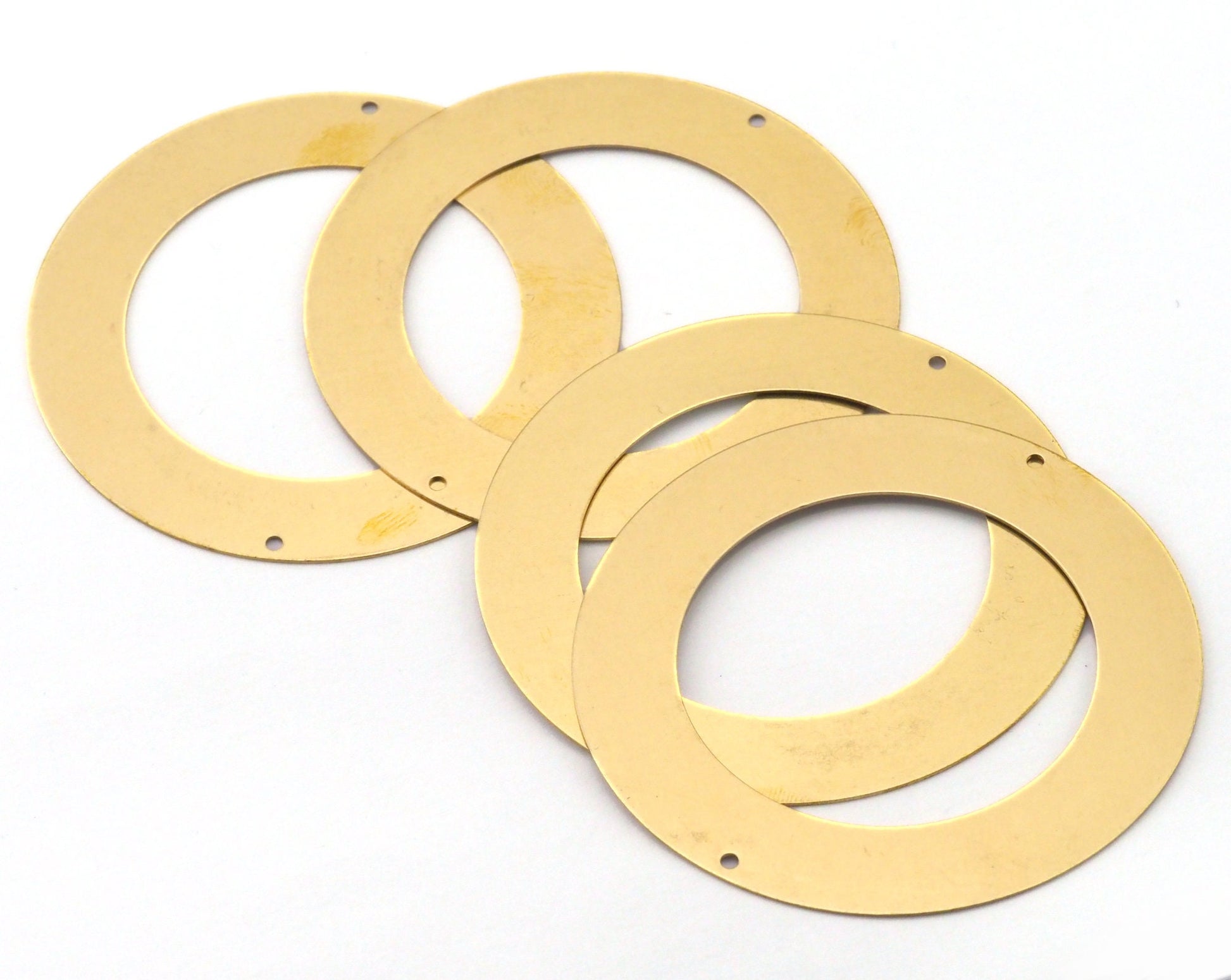 Round Connector 60mm (0.5mm thickness) raw brass 2 Hole SCS 2383-600