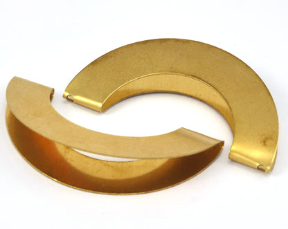 Folded semi circle 52mm raw brass tag, raw brass findings 2304-356