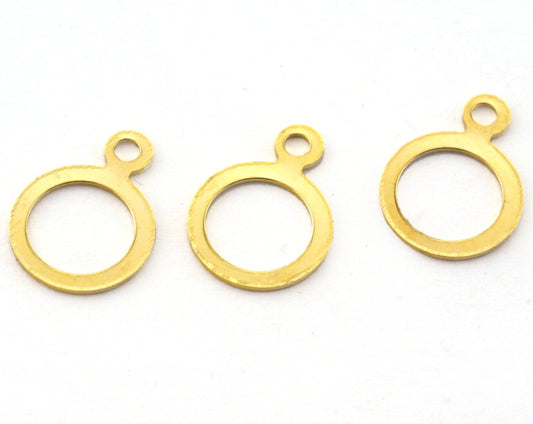 Circle with one loop 11x8mm Gold plated brass charms findings 93-12 tmlp