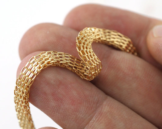 Yellow tone mesh chain 5.2x2.3mm Z117