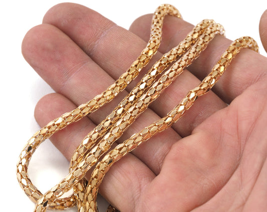 Hollow Mesh chain yellow tone 4.2mm Z119