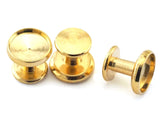 Gold plated Brass cufflink 9x10mm 8mm setting Brass Studs, Shirt Collar Tuxedo Stud, 1964