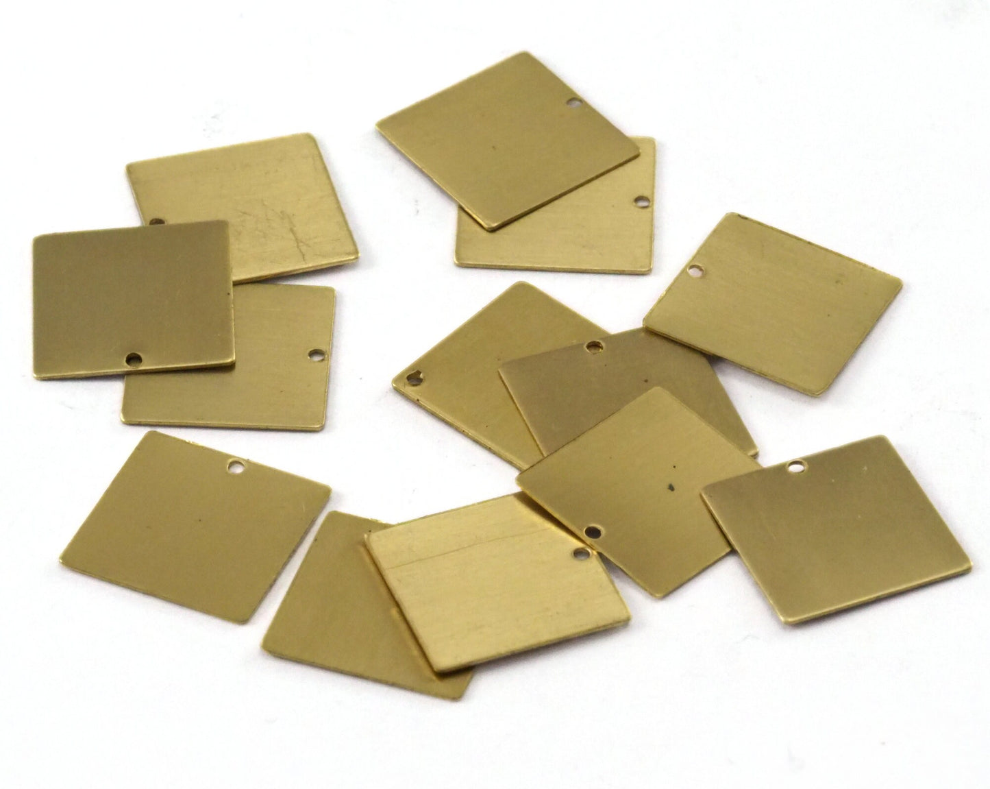 Square tag 1 hole 12.5mm thickness 0.3mm Raw brass charms findings pendants earring stamping 2329-50