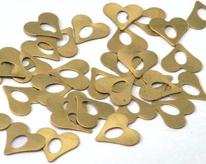 Heart tag 12mm thickness 0.3mm Raw brass charms findings pendants earring stamping 2332-19