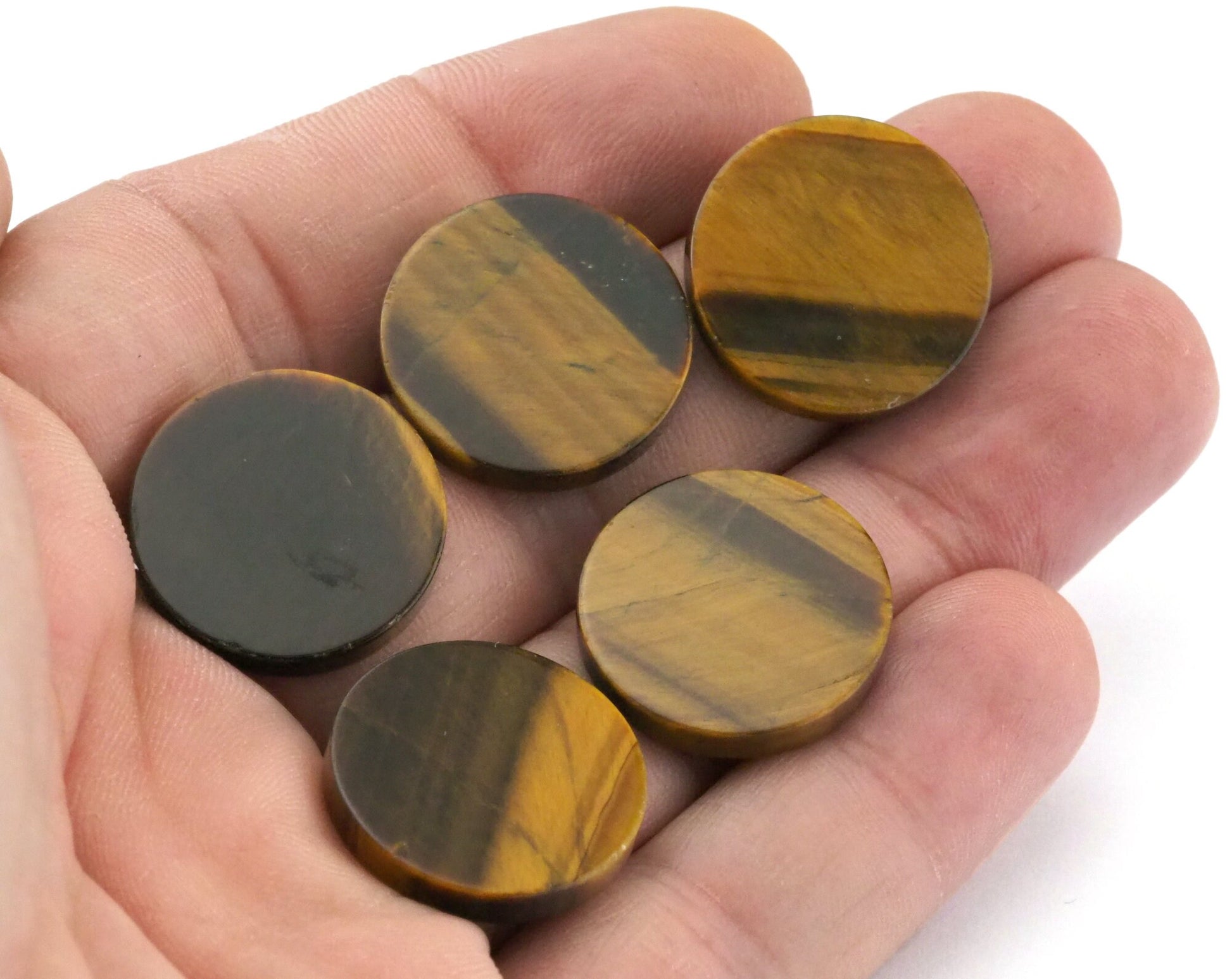 Tiger's Eye Coin Gemstone Cabochons