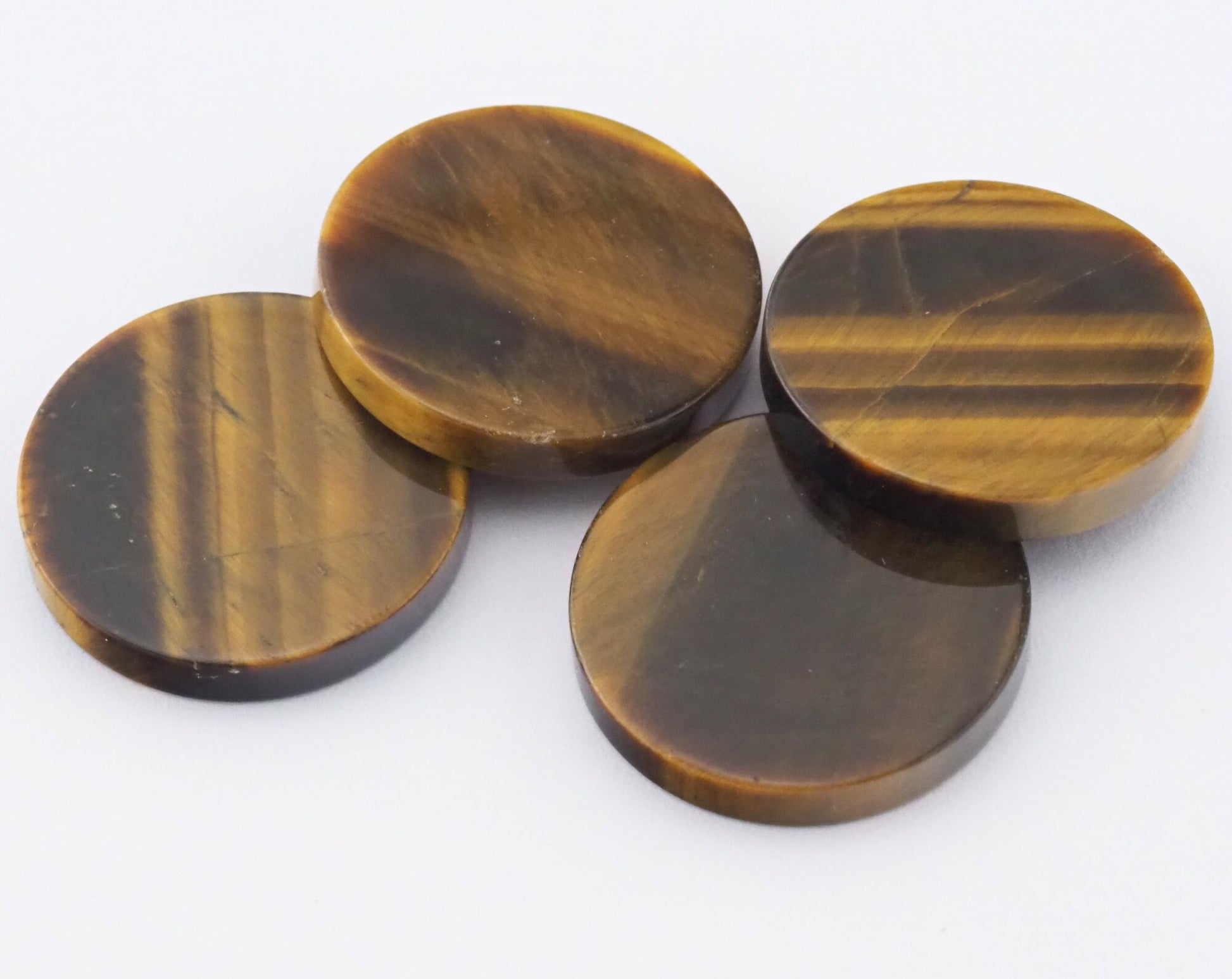 Tiger's Eye Coin Gemstone Cabochons