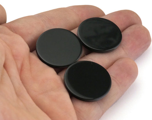 Natural 25mm Black Onyx Coin Gemstone Cabochons 250CB CAB38-06