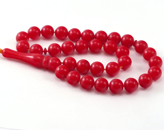 33pcs Round plastic beads 10mm red color LAV1