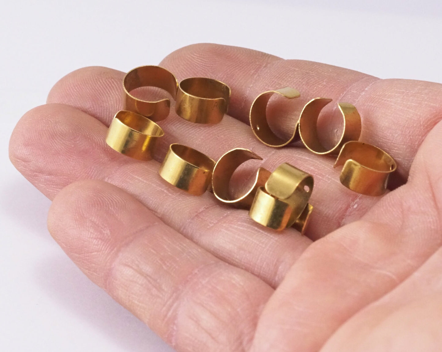 Raw Brass Ear Cuffs with One Hole 9mm 3/8 inch 992C