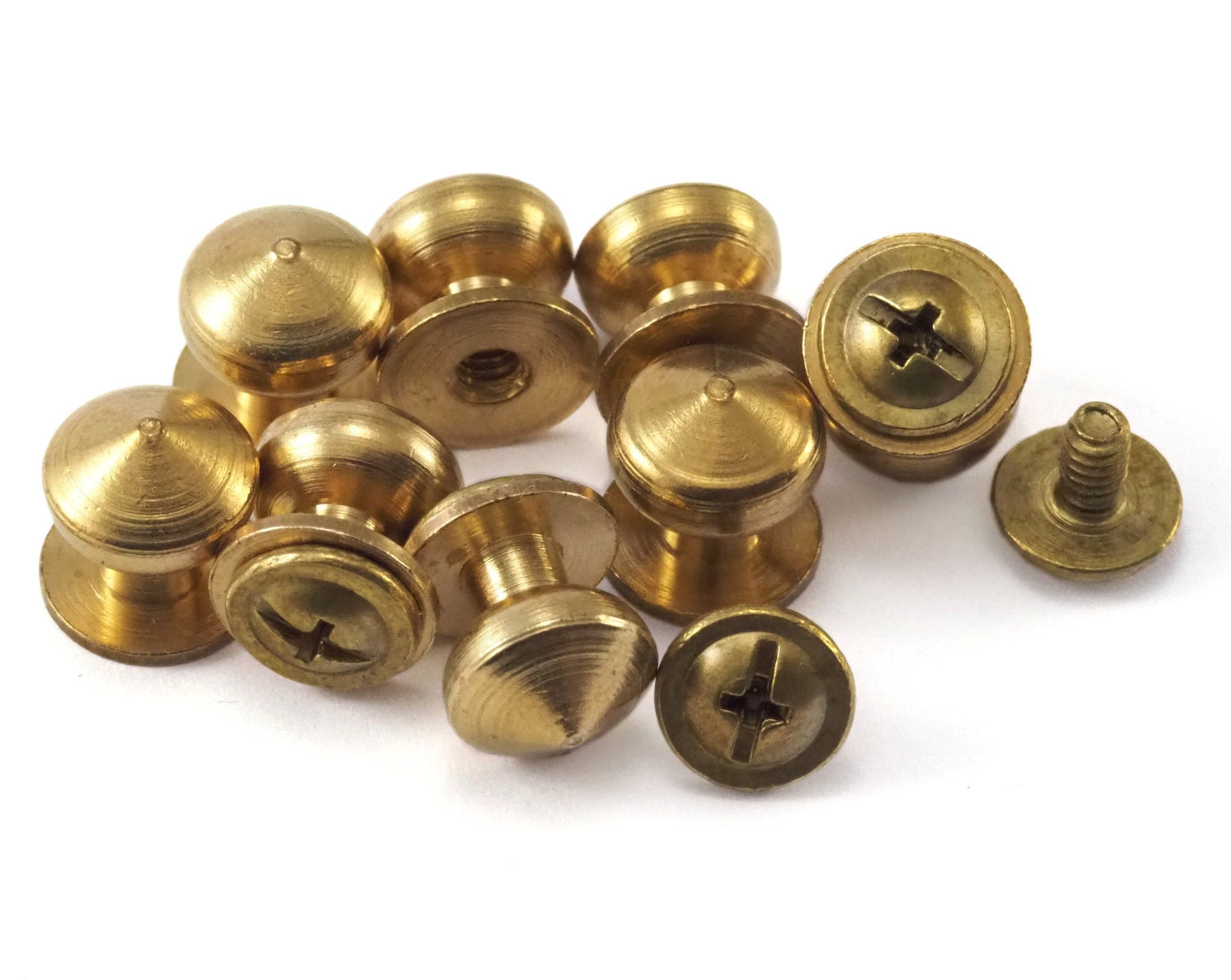 Raw Brass Studs, 10x11mm Shirt Collar Tuxedo Stud, with 1/8" thread hole with brass 1/8" bolt 1408