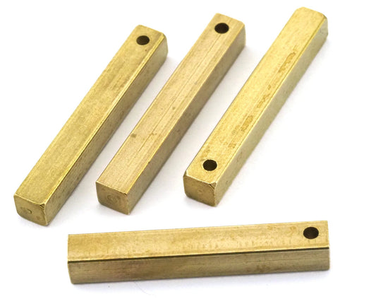 Raw brass bar square stamping 5x35mm 3/16"x1 3/8" square rod (2mm 5/64" 12 gauge hole ) sbl535-1100