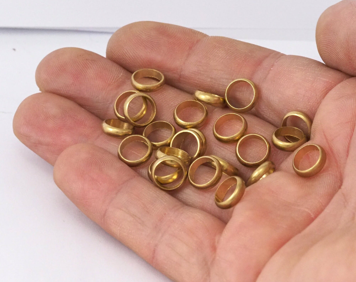 Spacer bead 9x2,7mm (hole 7mm ) Raw brass circle ring findings bab7 760