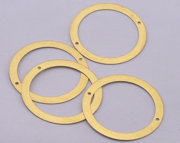 Circle two 2 hole connector 30 Pcs Raw Brass 40mm Charms ,Findings 6R-58