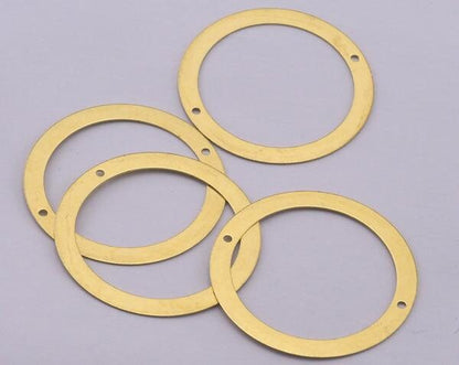 Circle two 2 hole connector 30 Pcs Raw Brass 40mm Charms ,Findings 6R-58