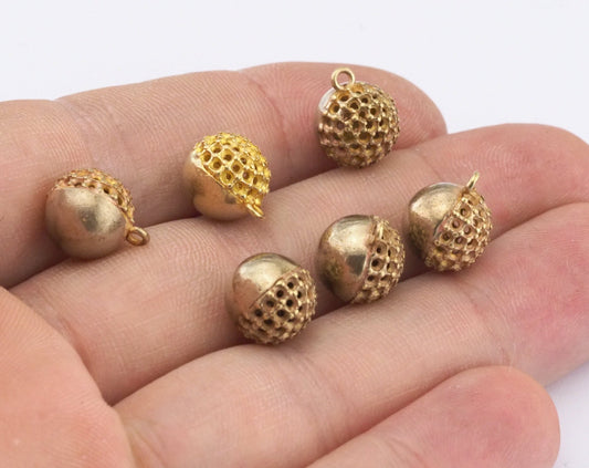 2 pcs raw brass 10mm 3/8" ball pendant finding O31