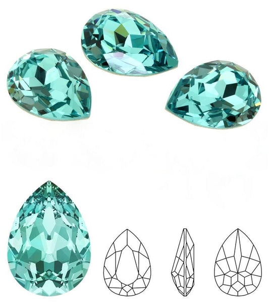 Pear shaped fancy stone 4320 Swarovski® light turquoise (263) 14x10mm Pear-Shaped Fancy Stone unfoiled 86
