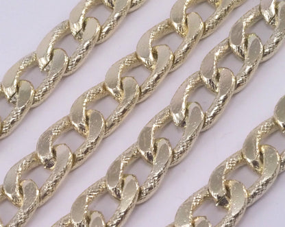 17x12mm Gold anodized Aluminum Shiny Chunky Gold Textured chain LAV2-1