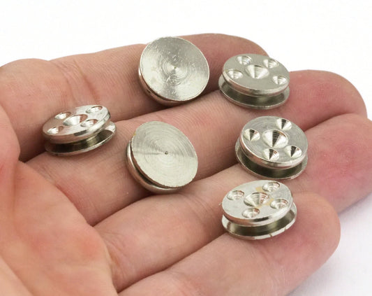 Round 5 setting Blank (Leather Handbag Ornament) Nickel Plated Brass 13x4mm (SS19 4.5mm and SS11 3mm inside setting diameter ) O36-05