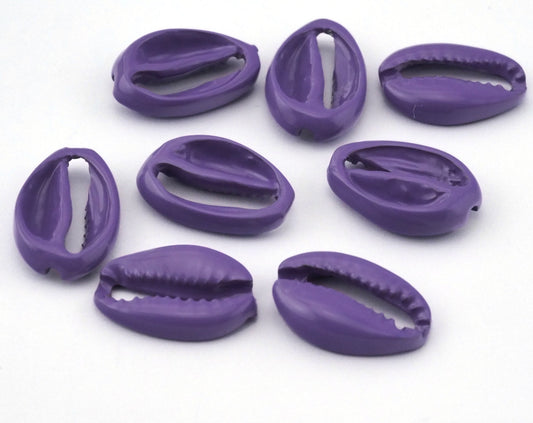 Cowrie shell, Sea shell Purple Painted alloy pendant spacer (20x13mm) 2409