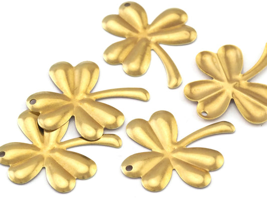 Cambered Three leaf Clover 30x26mm one hole Raw brass stampings pendant 2371R-130