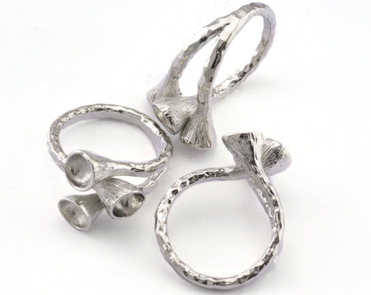 Cone shape setting blanks Ring Adjustable Rings for women, 27.5x22mm Silver Tone Brass (18mm 8US inner size - Adjustable ) 2370